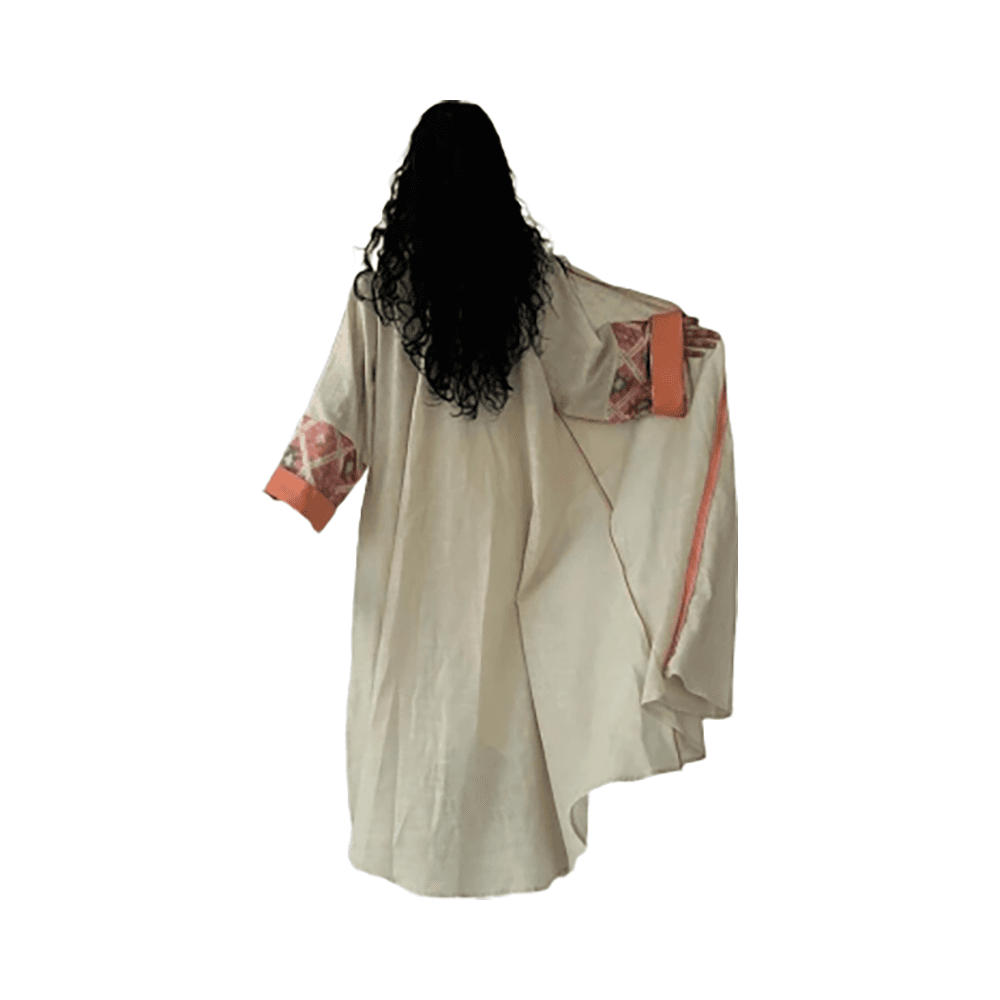 Elegant Printed Panel Abaya for Women - Beige
