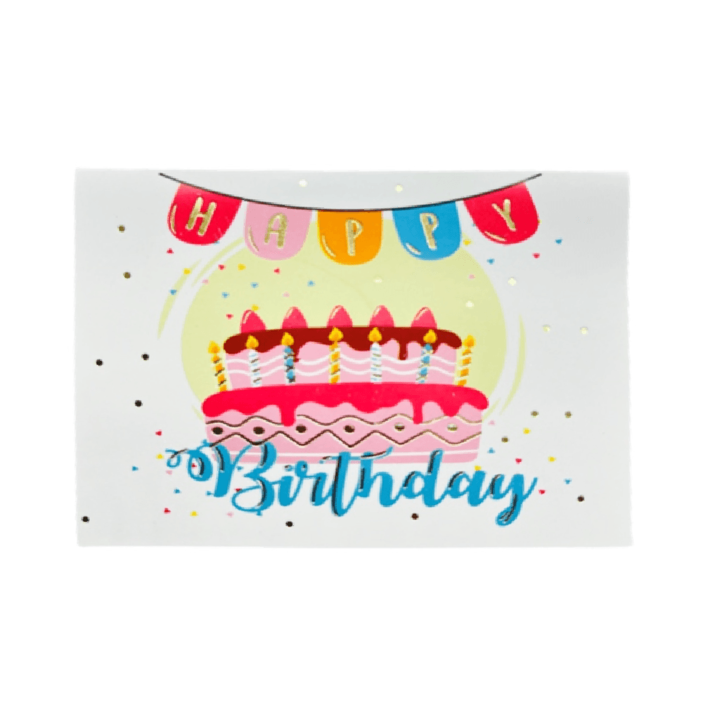 Happy Birthday Design Mini Greeting Card 1109 - White