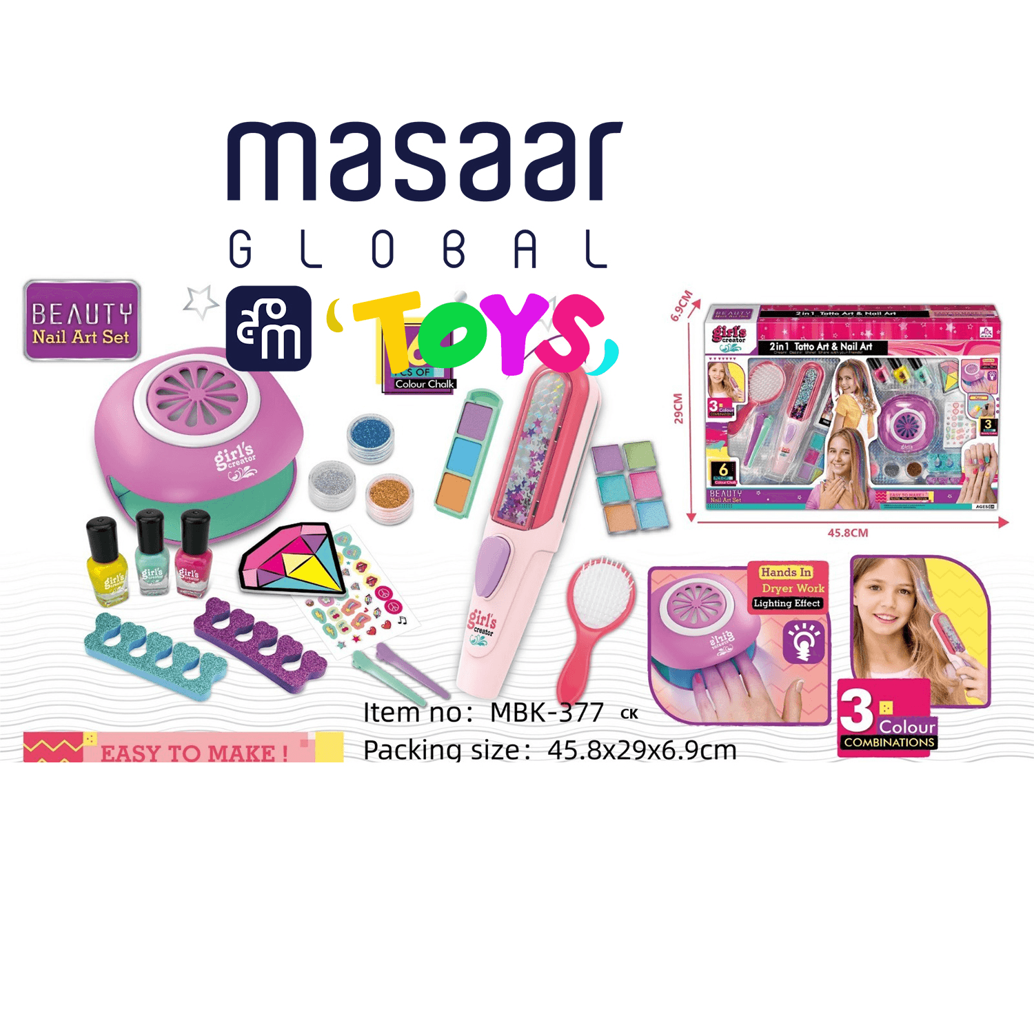 2-In-1 Manicure And Tattoo Art Set | Nail Art & Creative Tattoo Kit +3 Years-Mbk-377
