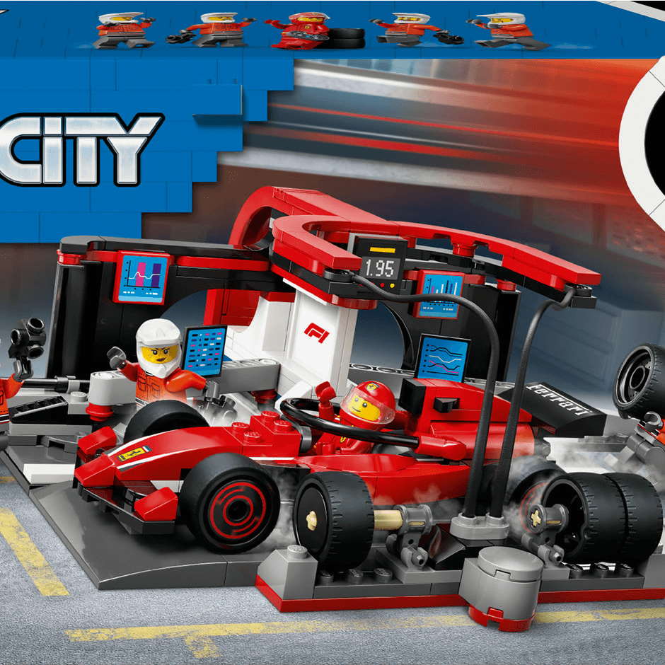 LEGO 60443 City F1 Pit Stop & Pit Crew with Ferrari Car Building Set 322Pcs