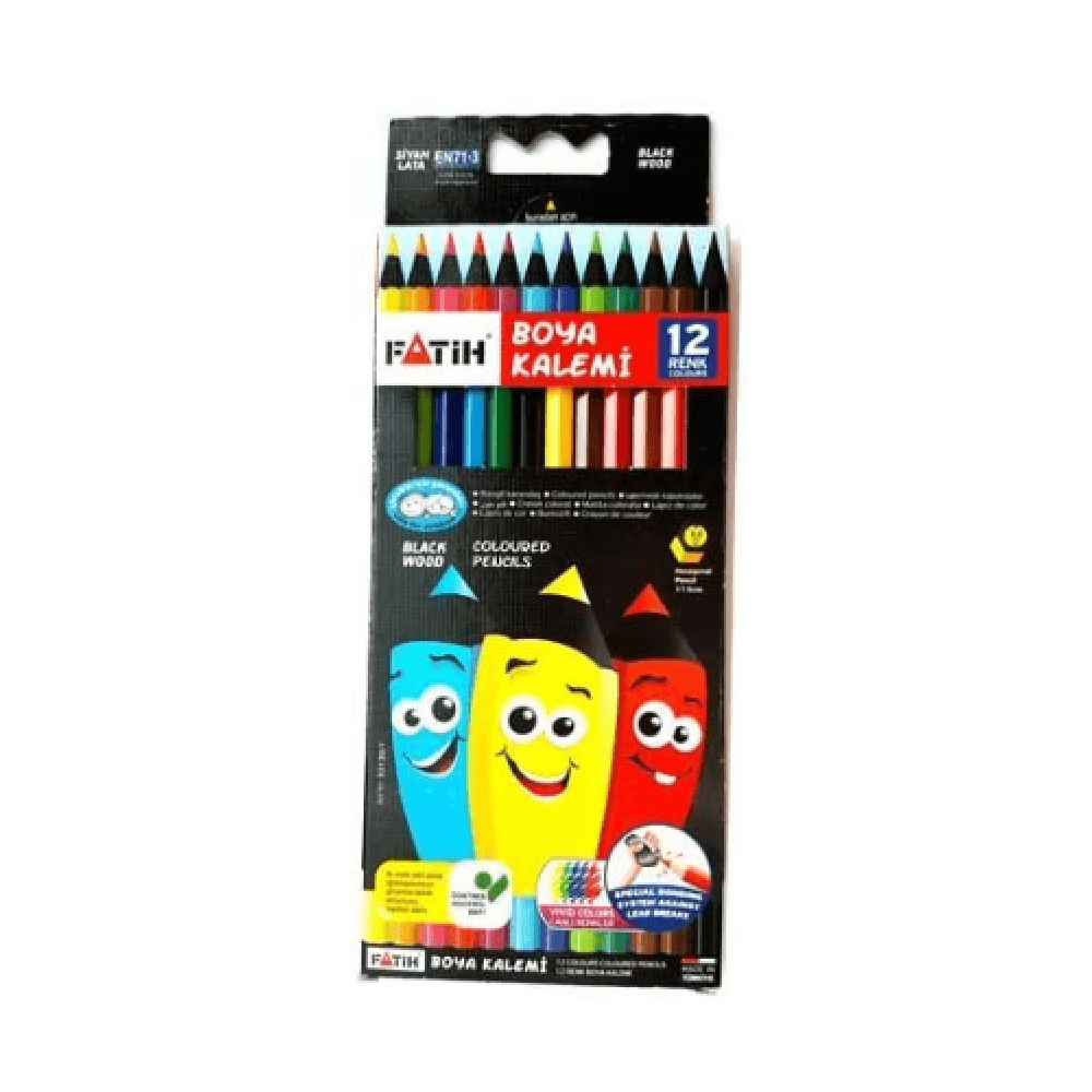 Fatih Black Wood Color Pencils 12Pcs 33412