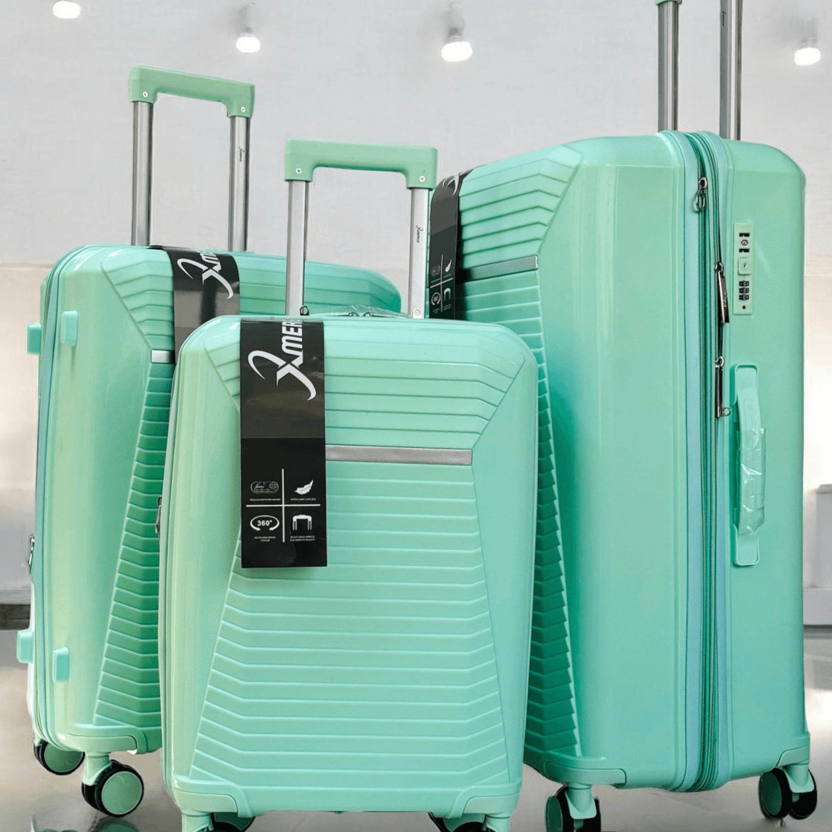 Model Pp 31 Trolley Double Zipper 3Pcs Set High Quality Hard Shell Spinner Wheels Carry On Travel Suitcase ( 20, 24 , 28 Inches ) Np438