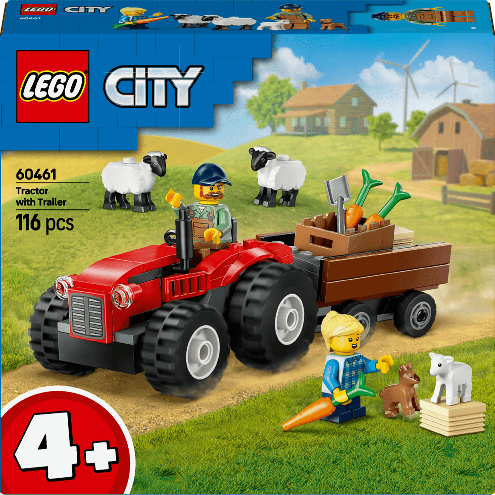 LEGO 60461 City Red Farm Tractor with Trailer & Sheep Building Set 116Pcs