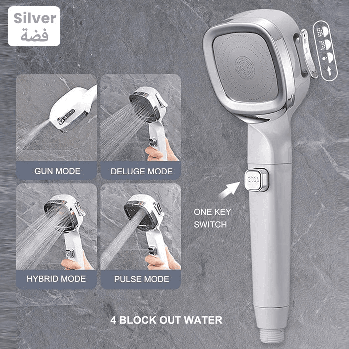 4 Modes High Pressure Shower Head-SILVER