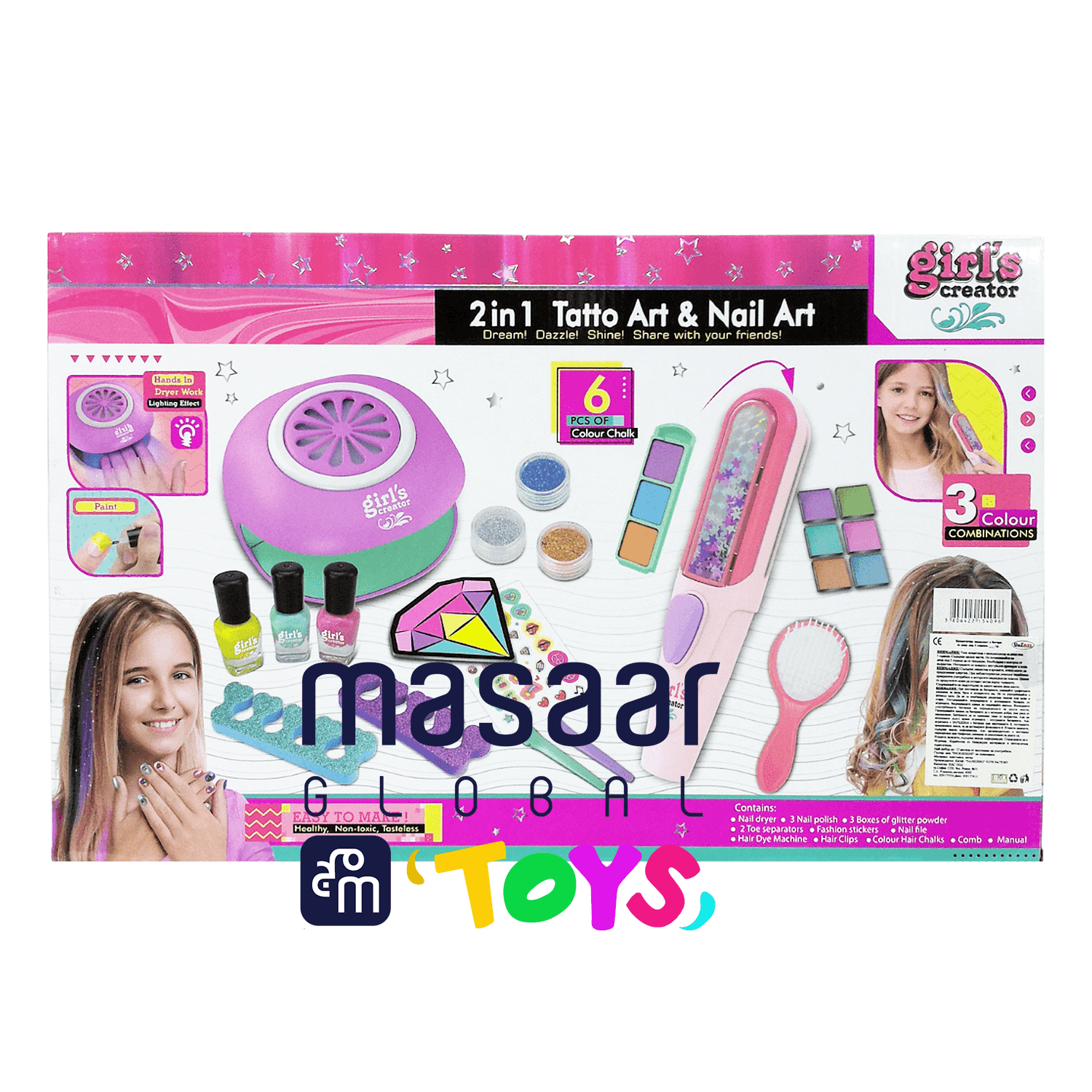 2-In-1 Manicure And Tattoo Art Set | Nail Art & Creative Tattoo Kit +3 Years-Mbk-377