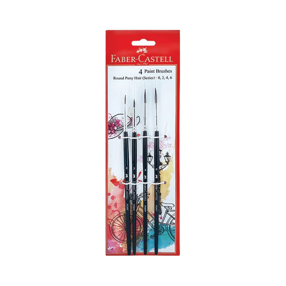 Faber-Castell Pony Hair Round Painting Brush Pack 4Pcs Bhfc22