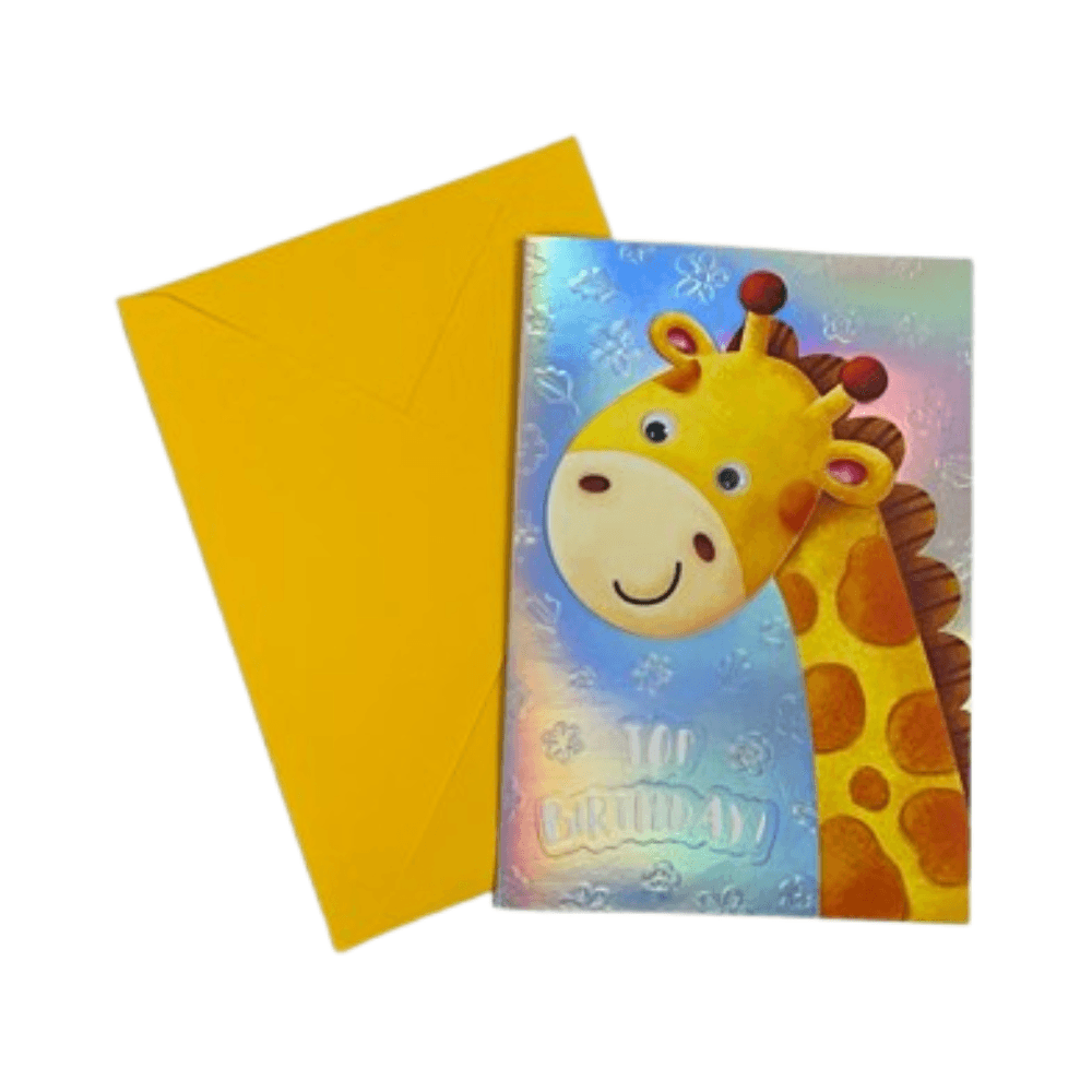 3d Giraffe Card With Yellow Envelope & 1 Piece Of Paper