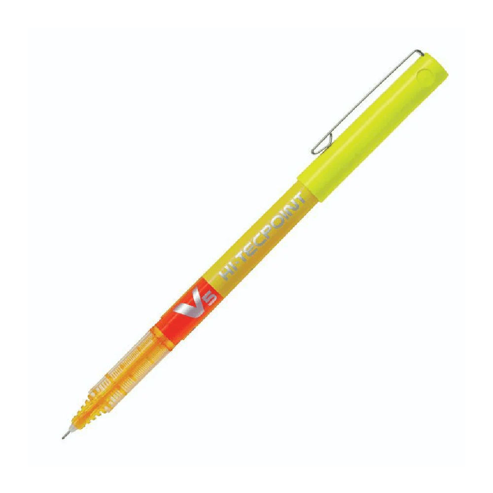 Pilot V5 Hi-Tecpoint Liquid Ink 0.5mm Rollerball Pen - Yellow 731