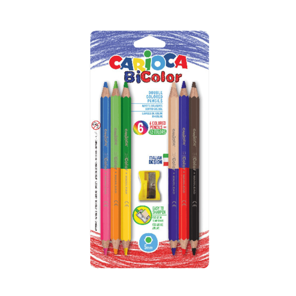 Carioca Bicolor Colored Pencils Jumbo 6Pcs