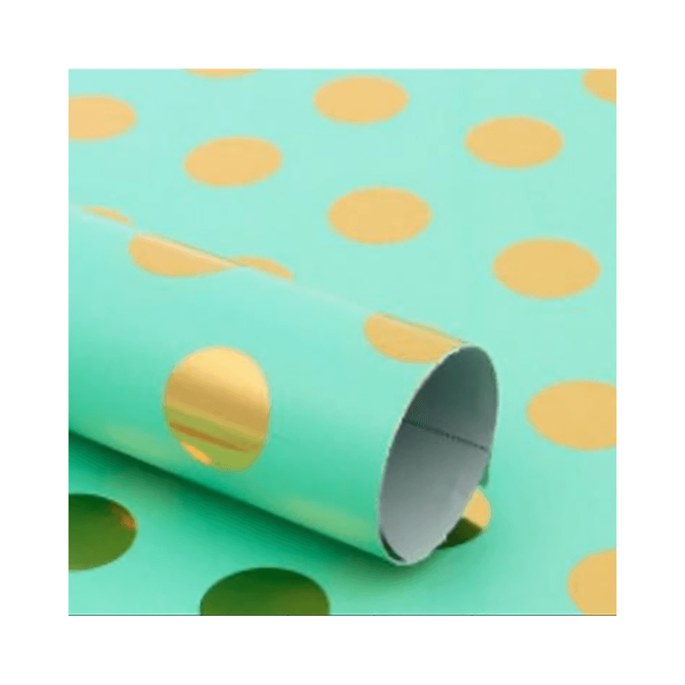 Gold Polka Dots Wrapping Paper - Mint Green