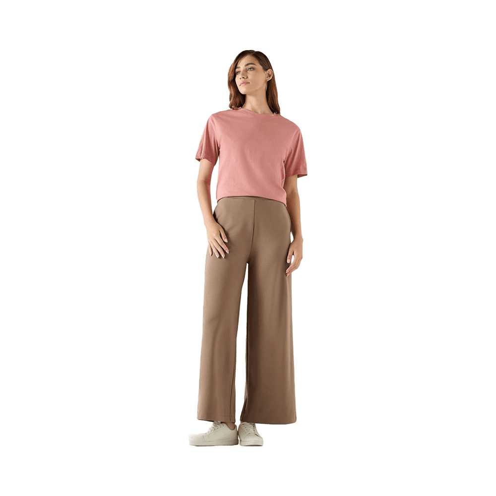 Relaxed Fit Crew Neck T-shirt for Women - Pink - Size - XS