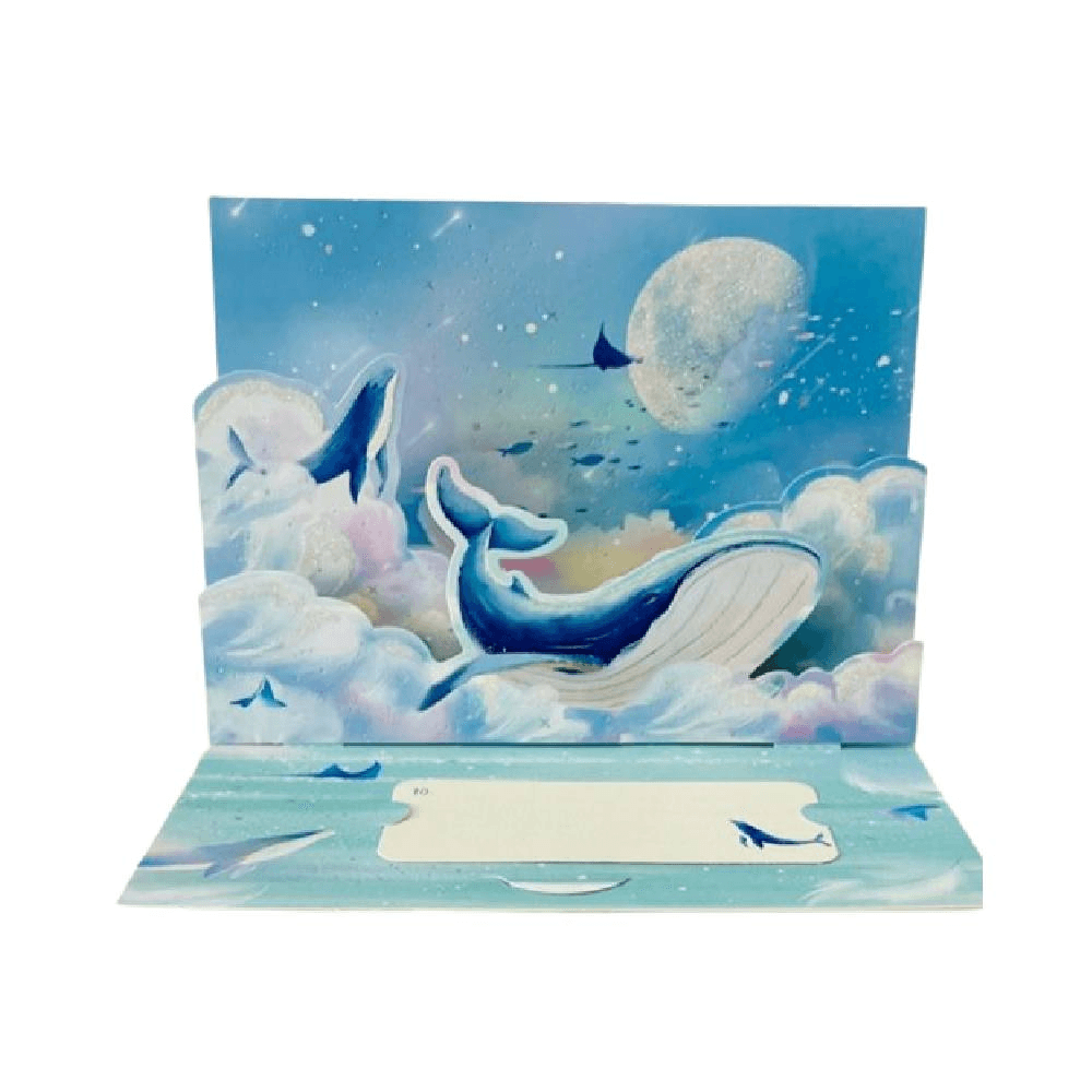 3D Big Whale Design Greeting Card