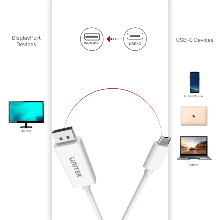 Unitek Type-C 3.1 To Displayport Cable 4K 1.8M