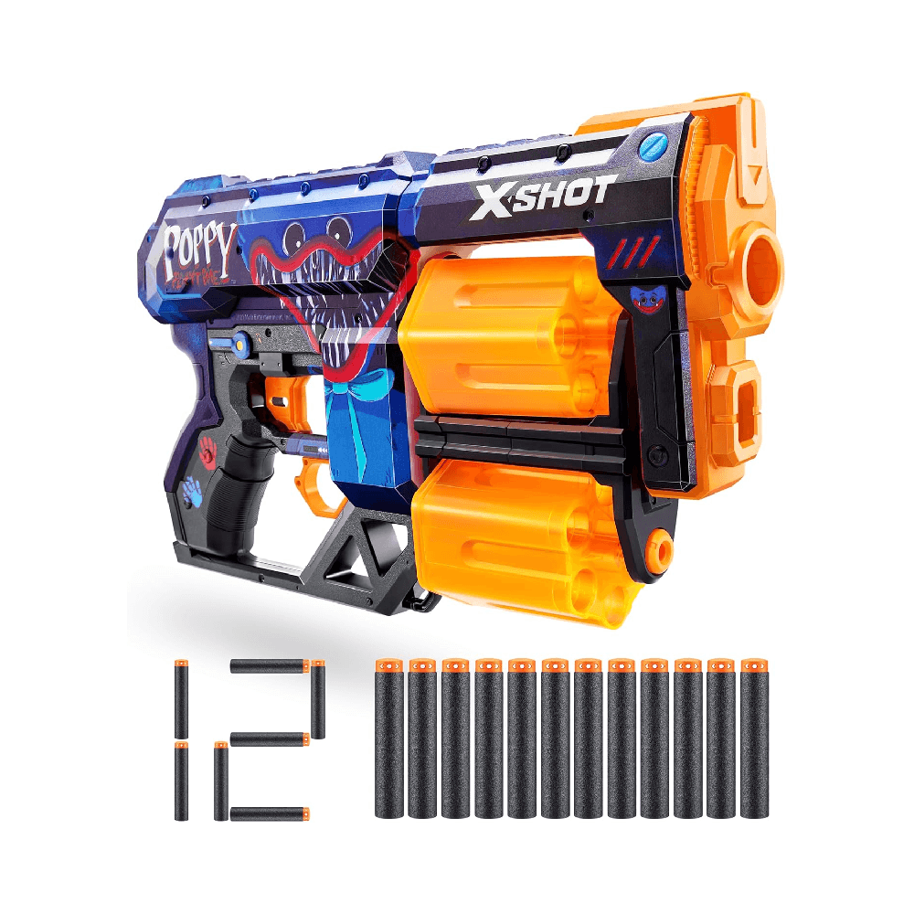 Zuru X-Shot Skins Dread Poppy Playtime S1 Blaster With Darts 12Pcs
