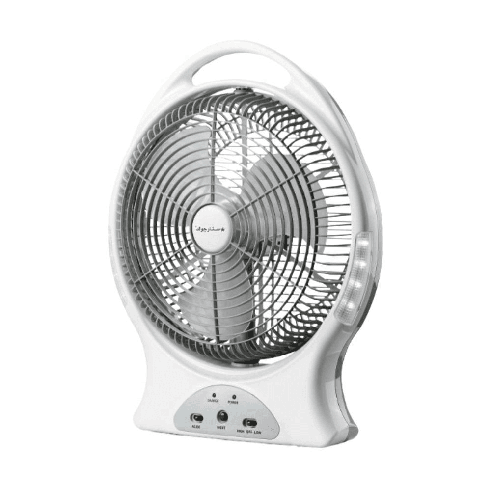 ستار جولد SG-4066 مروحة محمولة 12 إنش قابلة لإعادة الشحن عبر يو اس بي - أبيض