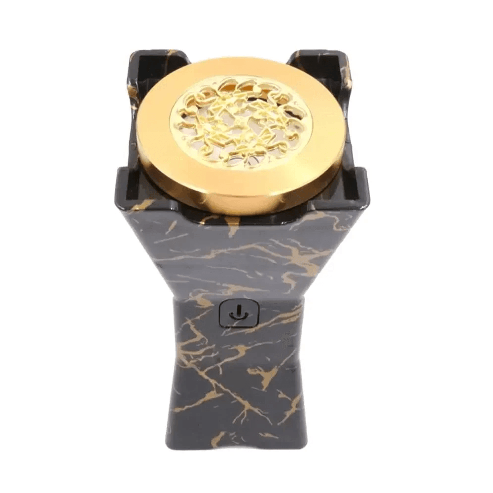BK-22 Marble Pattern Hourglass Design Electric Incense Burner - Black/ Gold 