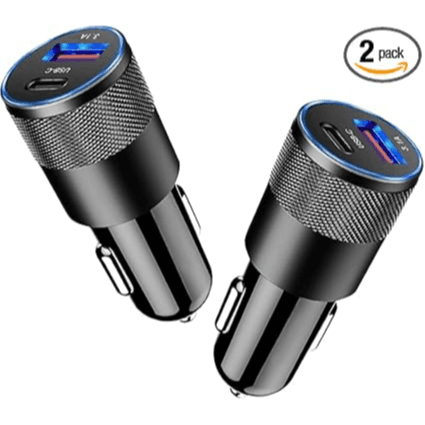 2Pack Usb C Car Fast Charger, Pd 38W 3.1A 2 Port Auto Quick Charger Adapter, Aluminum Metal Body Vehicle Fast Charging, Car Interior Accessories Fits For Iphone, Samsung Galaxy, And More
