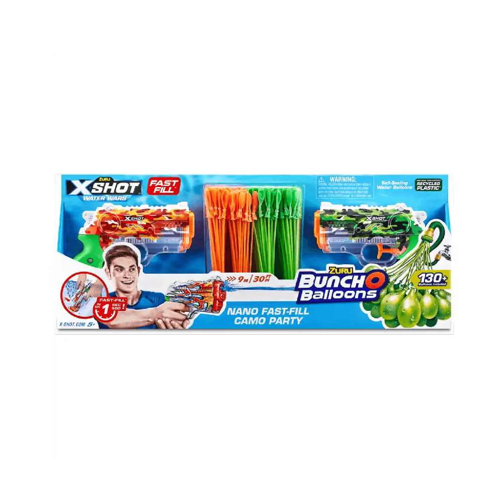 Zuru X-Shot Bunch O Balloons Skins Nano Fast Fill Camo Party Pack Water Guns