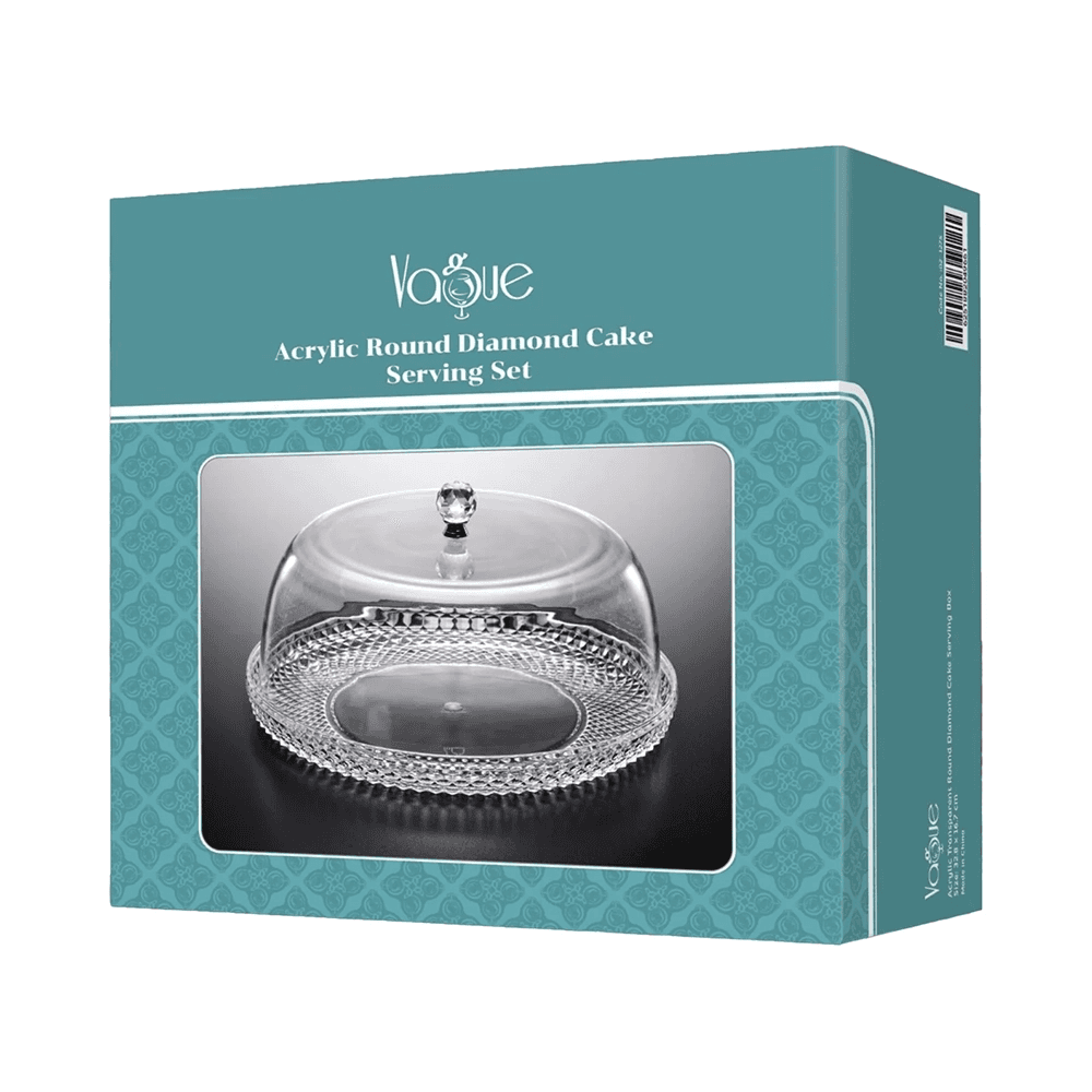 Transparent Acrylic Round Diamond Cake Serving Box 32.8x16.7cm 02-1275