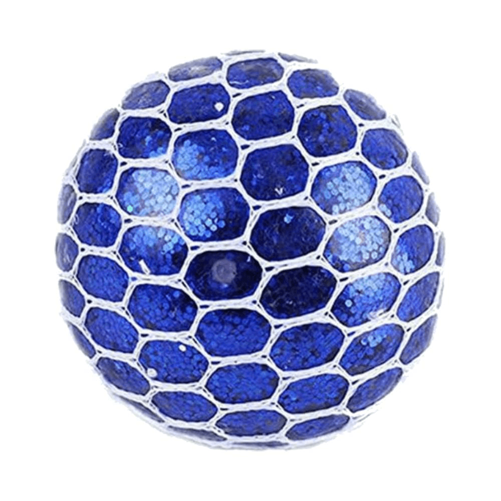 Glitter Squishy Mesh Stress Relief Ball Fidget Toy - Blue No. 7102