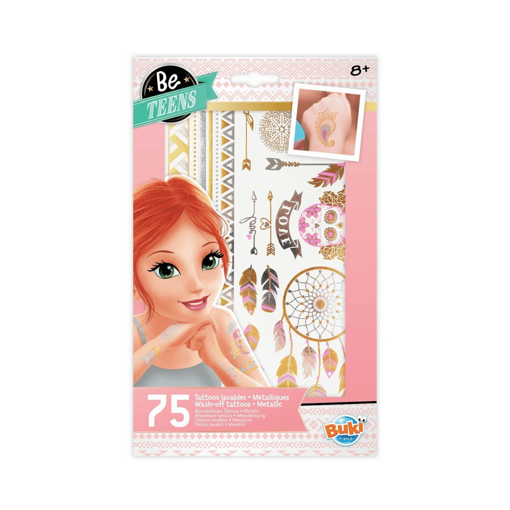 Buki Be Teens 75 Wash-Off Colored Tattoos Art Diy Assorted Kit  8+ Years
