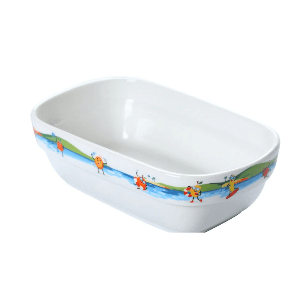 H.P Ivory Porcelain Kids Rectangular Deep Dish 15.5 x 9.3 x 5cm - 08-1607KD2