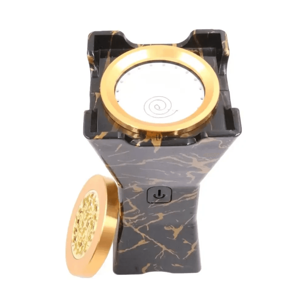 BK-22 Marble Pattern Hourglass Design Electric Incense Burner - Black/ Gold 