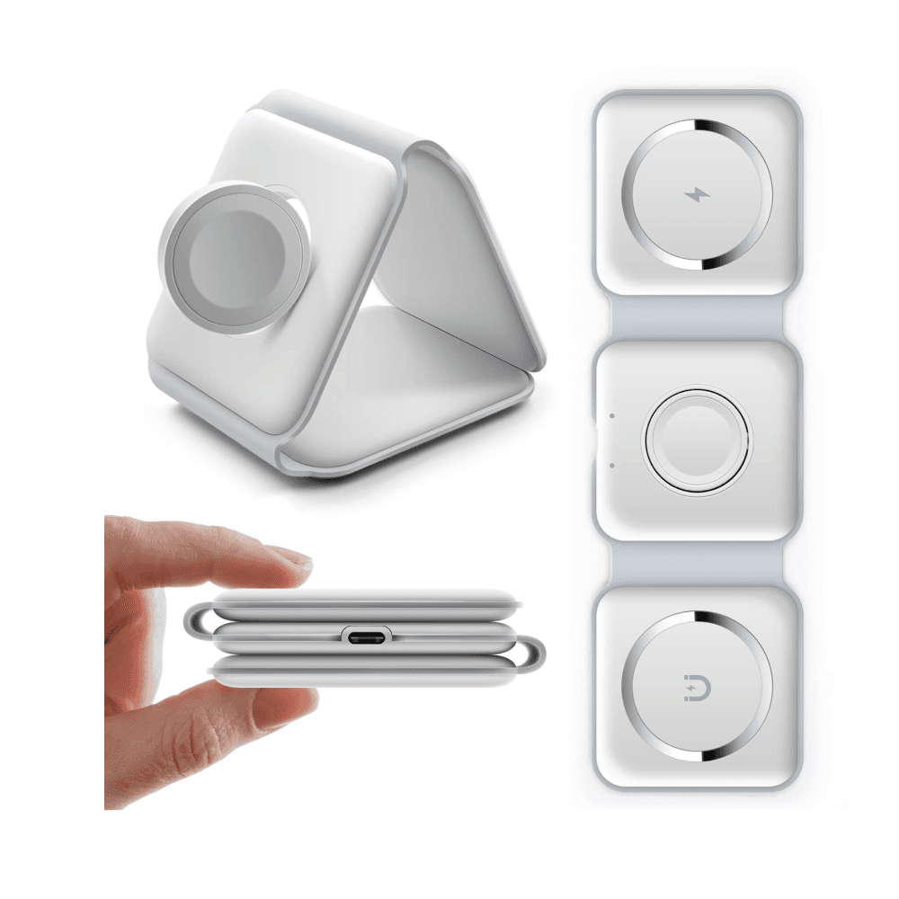 3 In 1 Foldable Magnetic Wireless Charging Station White