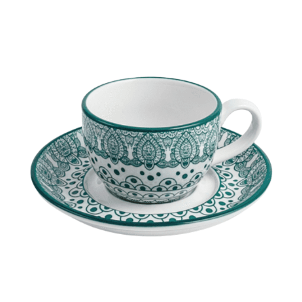 Che Brucia Cup & Saucer 200ml - Green Arabesque D03-103
