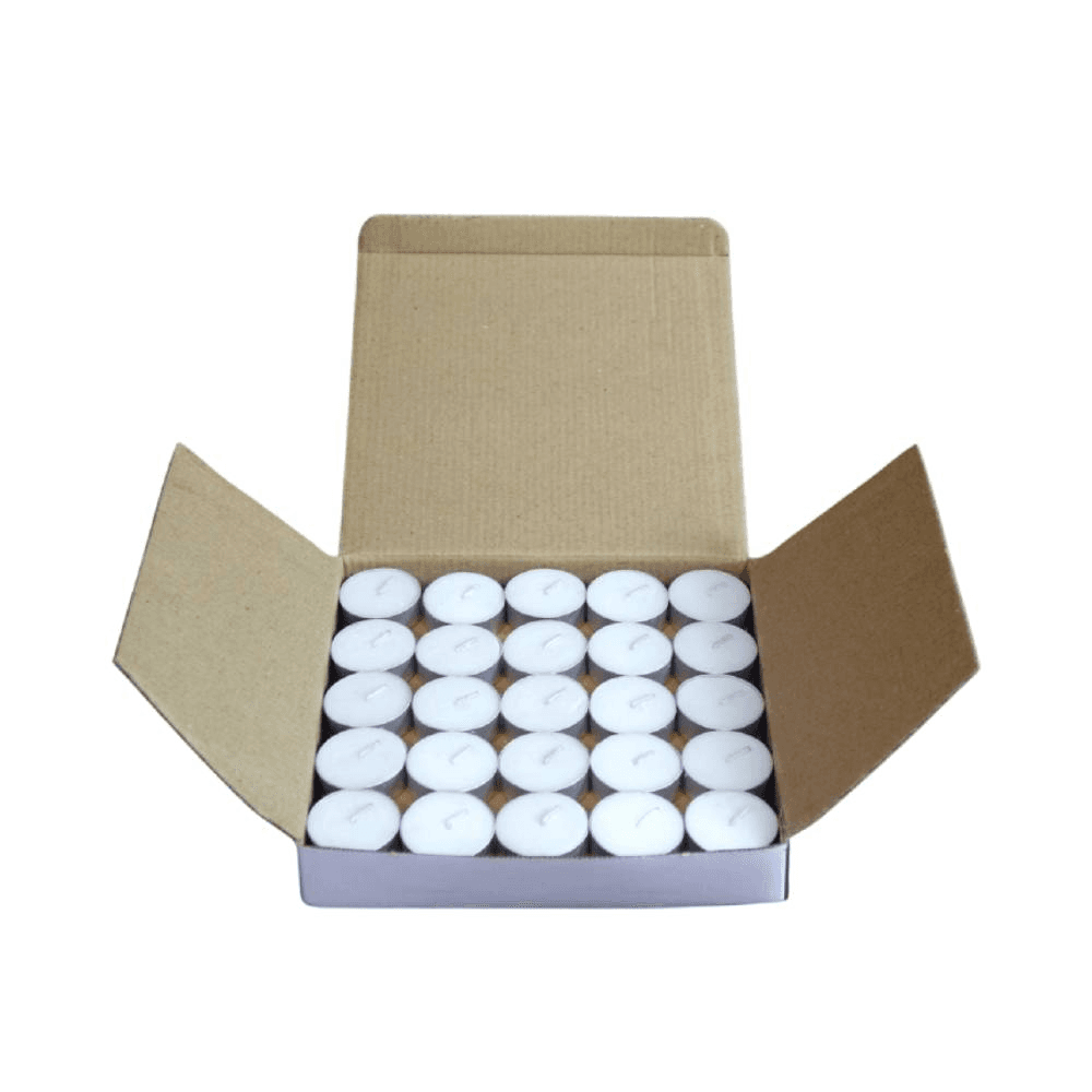 Tealight Wax Candles Aluminum Cups 50Pcs - White