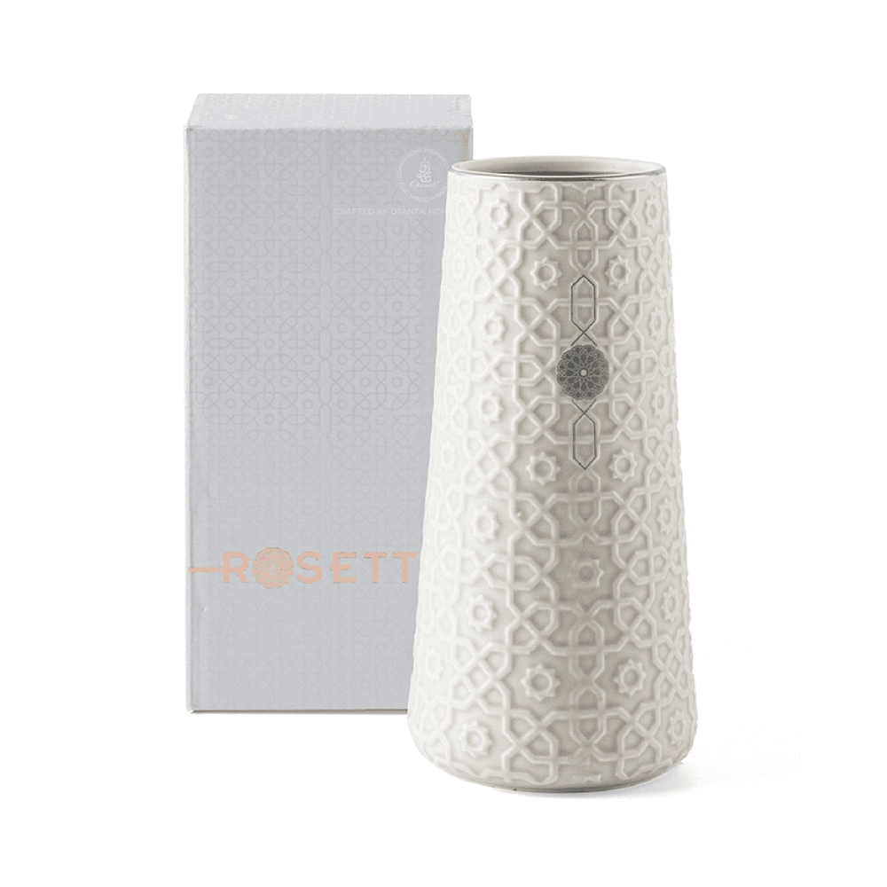 Rossete Ceramic Geometric Design Flower Vase - Beige Small 