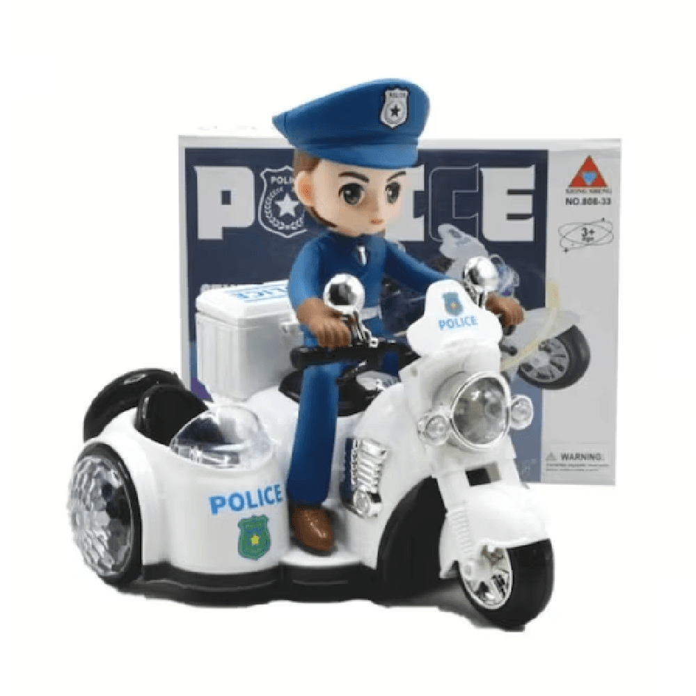 Three-Wheeled Police Bike Toy With Sound & Light 