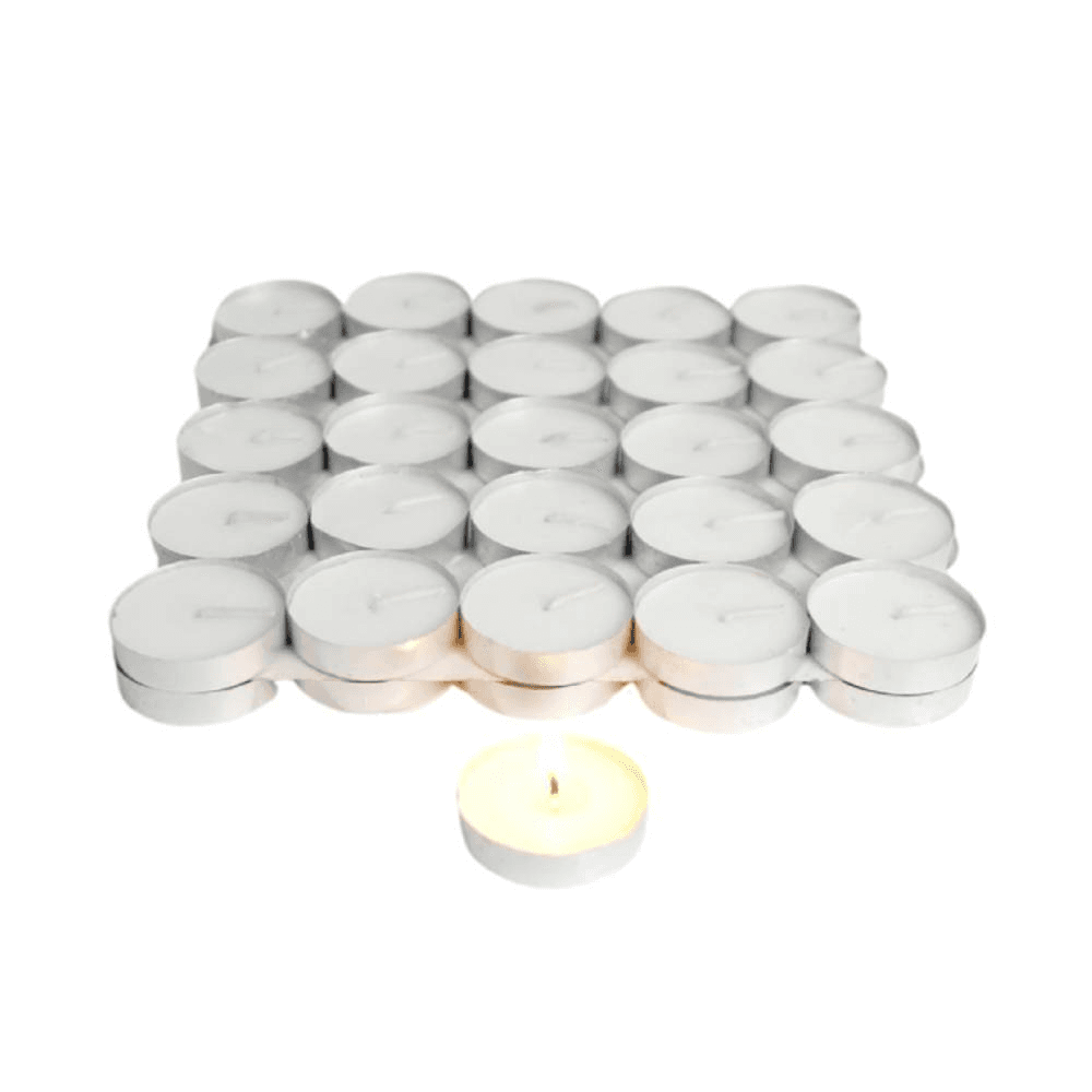 Tealight Wax Candles Aluminum Cups 50Pcs - White 