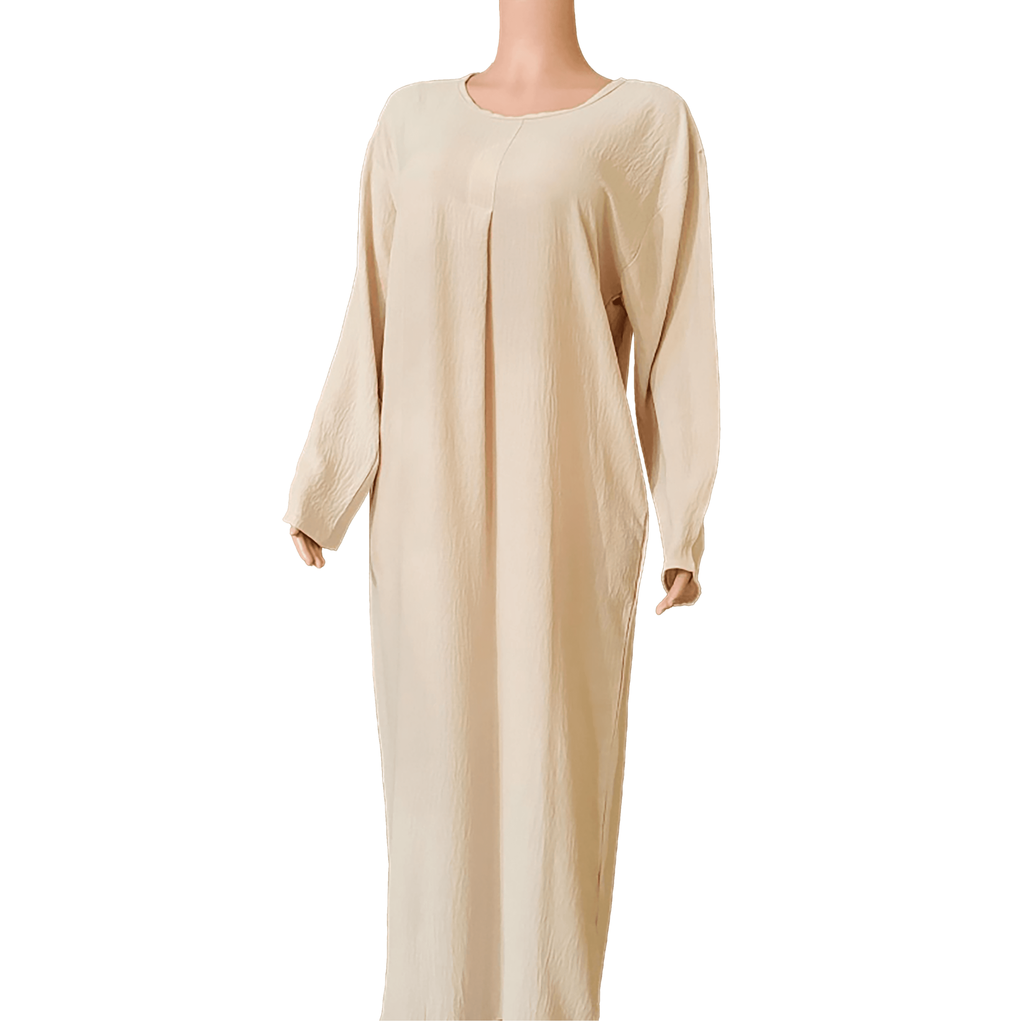 Sandy Color Jalabiya With Long Sleeves - Free Size (S-M-L)