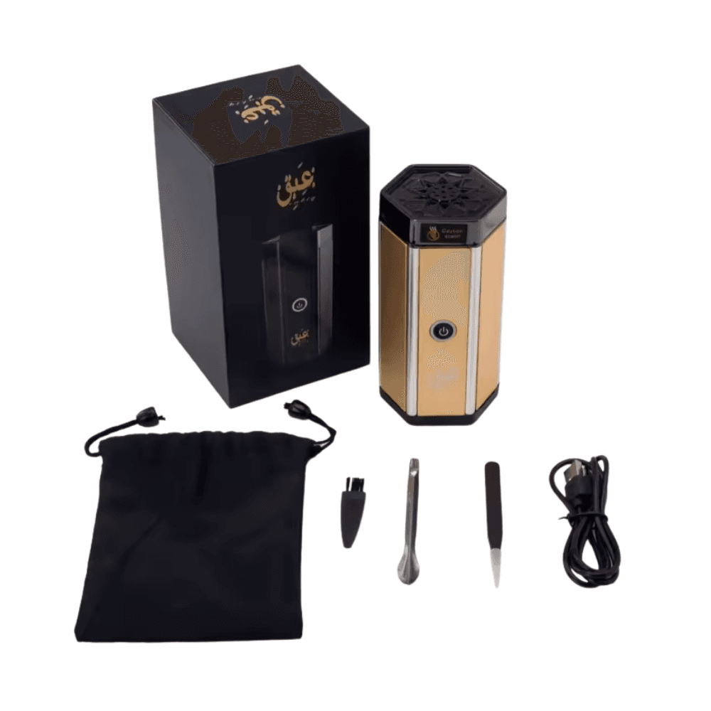 Eabiq Hexagonal Design Electric Incense Burner - Gold/ Black 