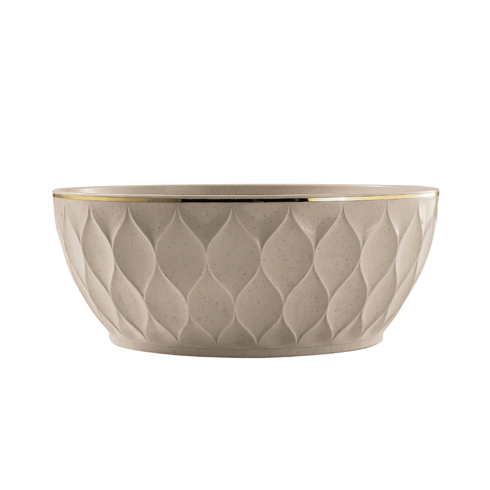 Plastic Washing Bowl - Cream White with Gold Trim MR-2323-WB-A01 / 30-1296