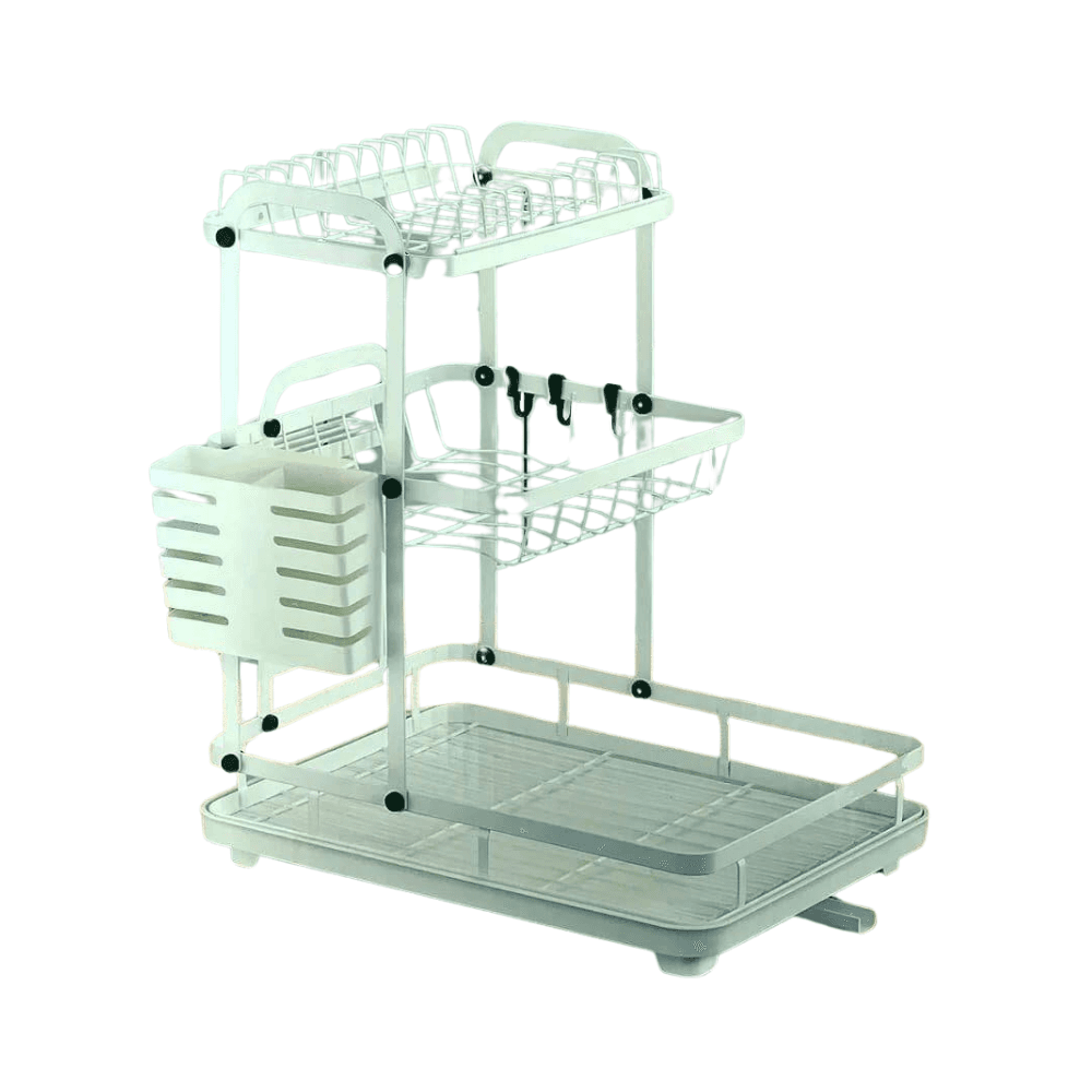 3-Tier Kitchen Storage Rack - White/Gold