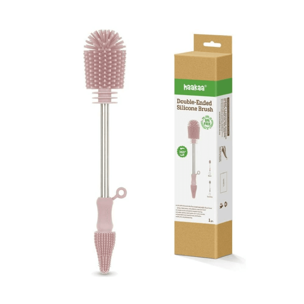 Haakaa Double-ended Silicone Bottle Brush - Pink