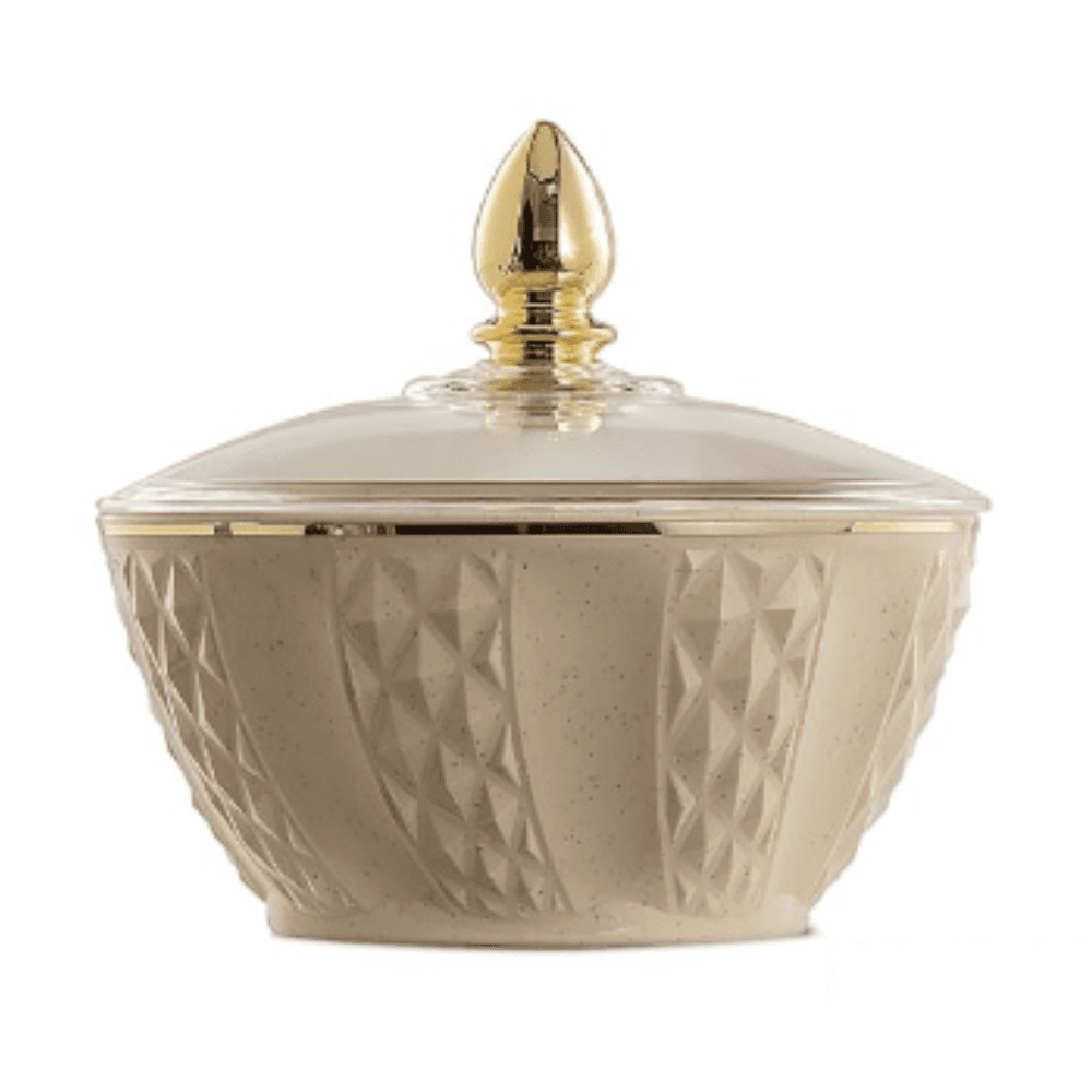 Rose Plastic Date Pot with Diamond Cut Design - Beige & Cream MR-2424-DT-A15 / 30-1397