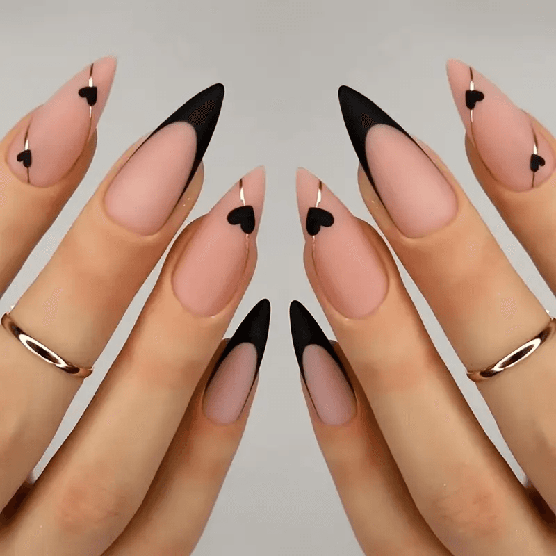 False Almond Nails - 24 pcs Black