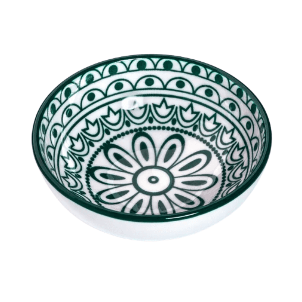 Che Brucia Round Dish 3.125 Inch - Green Arabesque D03-056