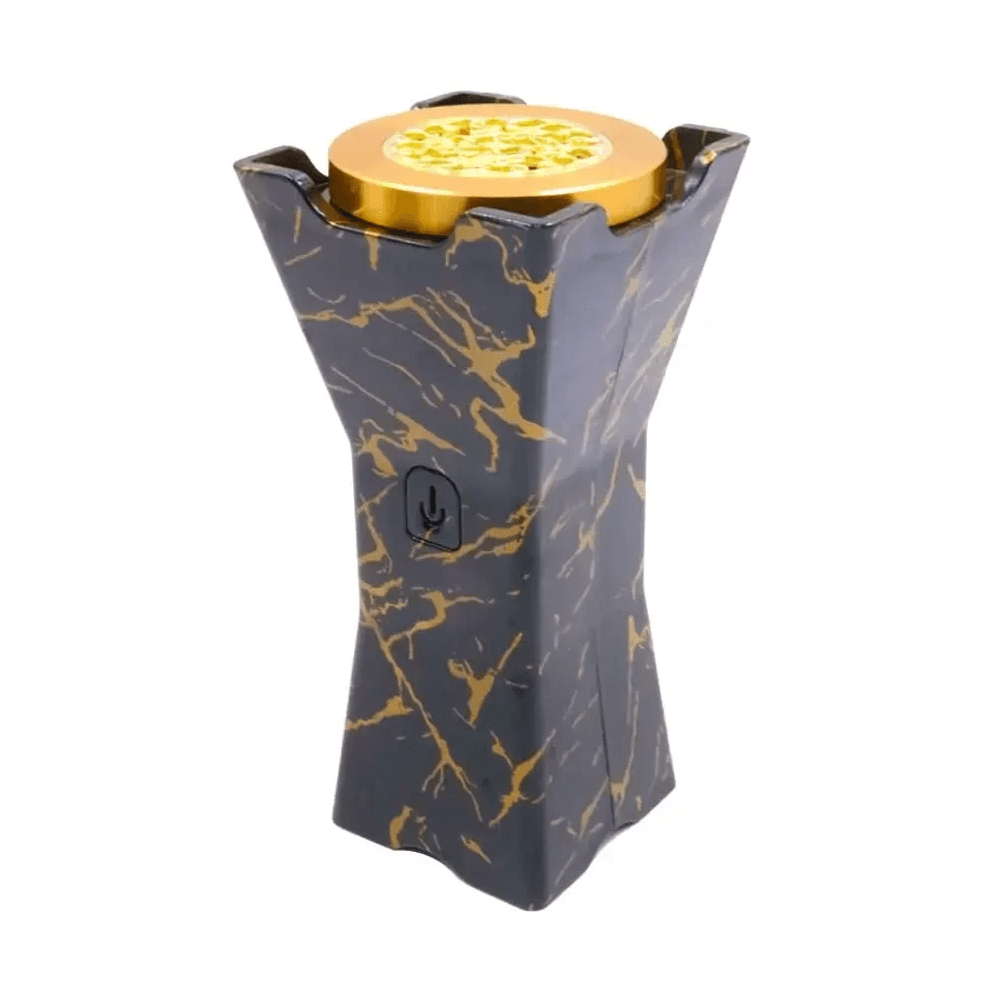 BK-22 Marble Pattern Hourglass Design Electric Incense Burner - Black/ Gold 