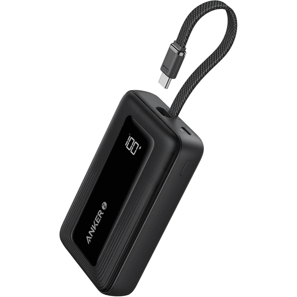 Anker Zolo Power Bank, 10,000Mah 30W High-Speed Portable Charger With Built-In Usb-C Cable, Fast Charging Battery Pack For Iphone 16/16 Plus/16 Pro/16 Pro Max/15 Series, Galaxy, Ipad, And More