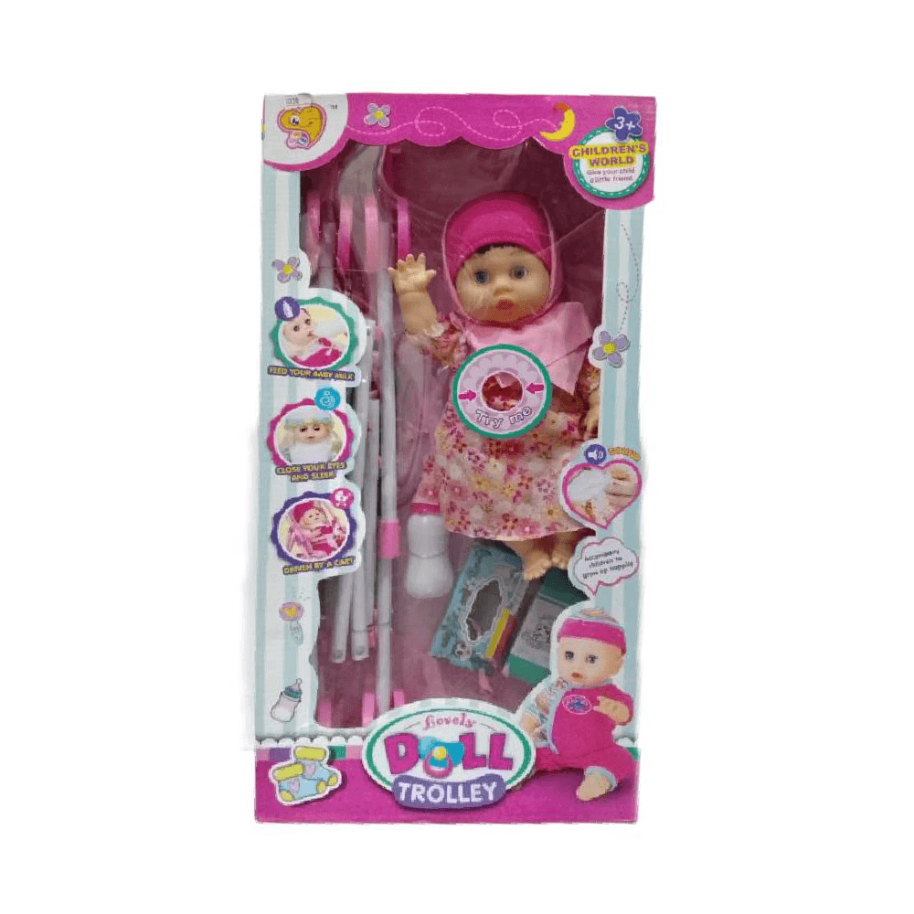 Doll Trolley Toy Set - Pink