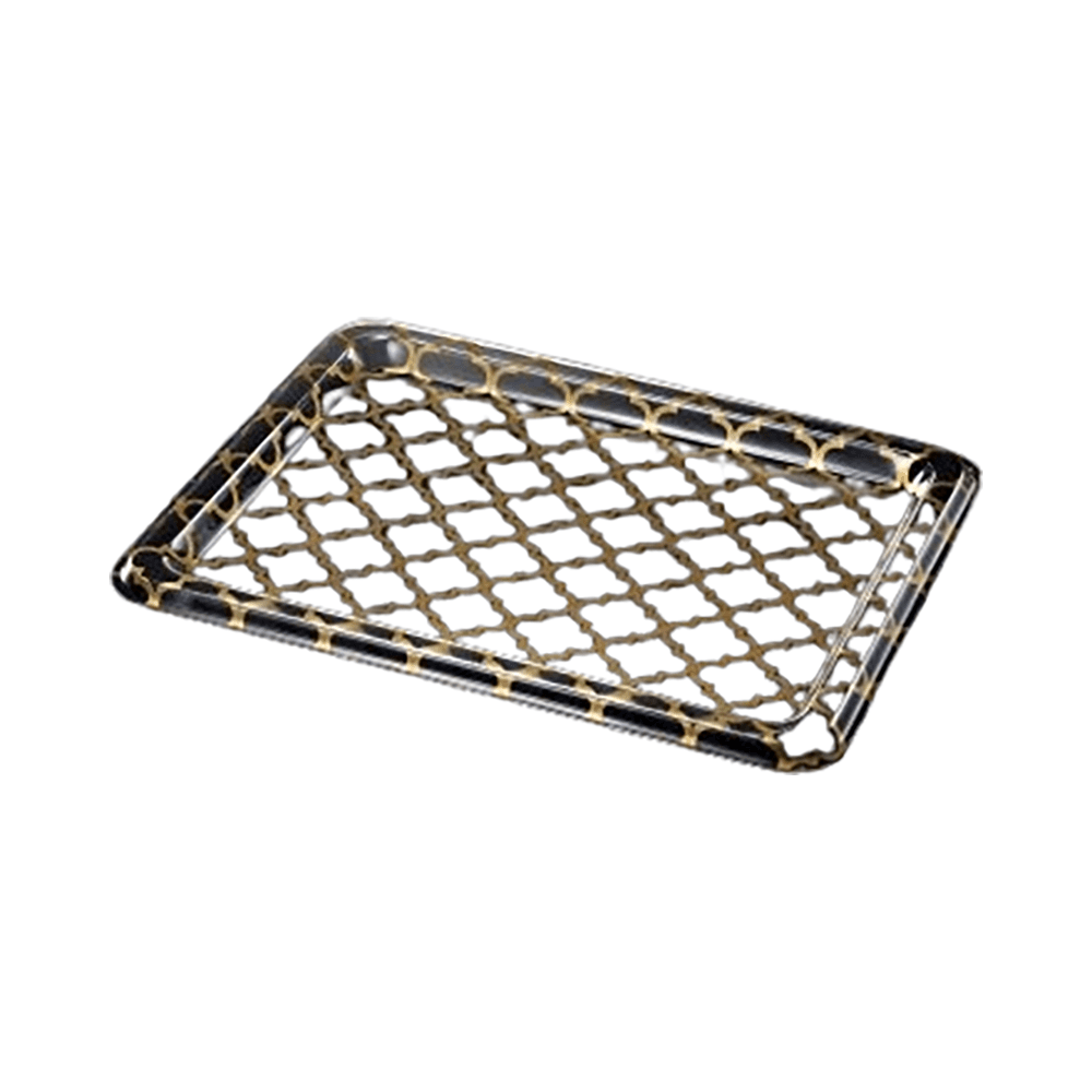 Acrylic Traditional Tray Clear 'W' Printing 55x40cm 3.0mm Thickness - Gold 02-655