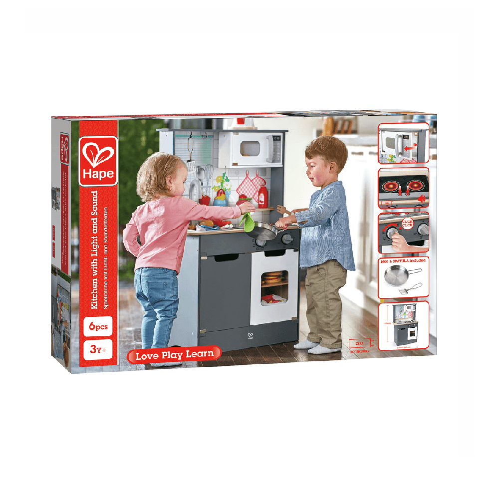 Hape Kitchen Toy Set With Light & Sound - Grey