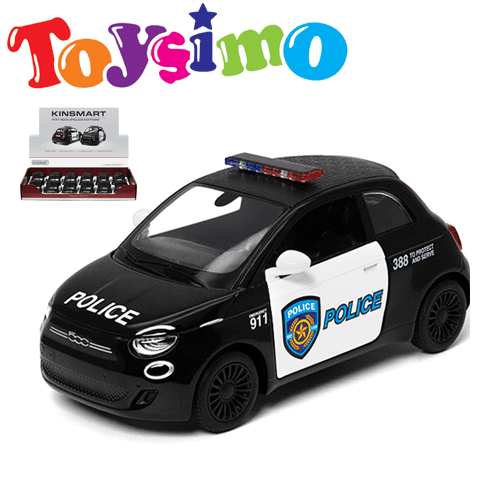 1:28 Kinsmart Fiat 500E Police Edition Metal Car