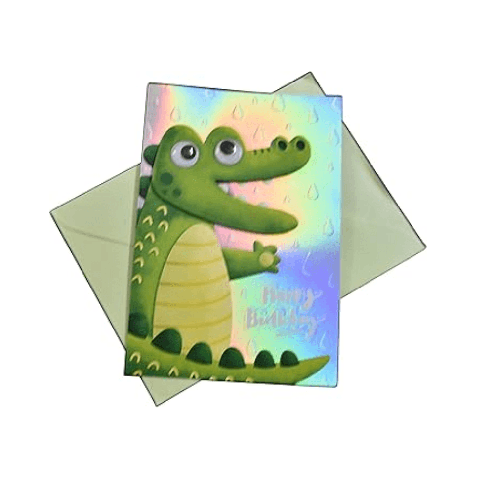 3D Crocodile Design Happy Birthday Card
