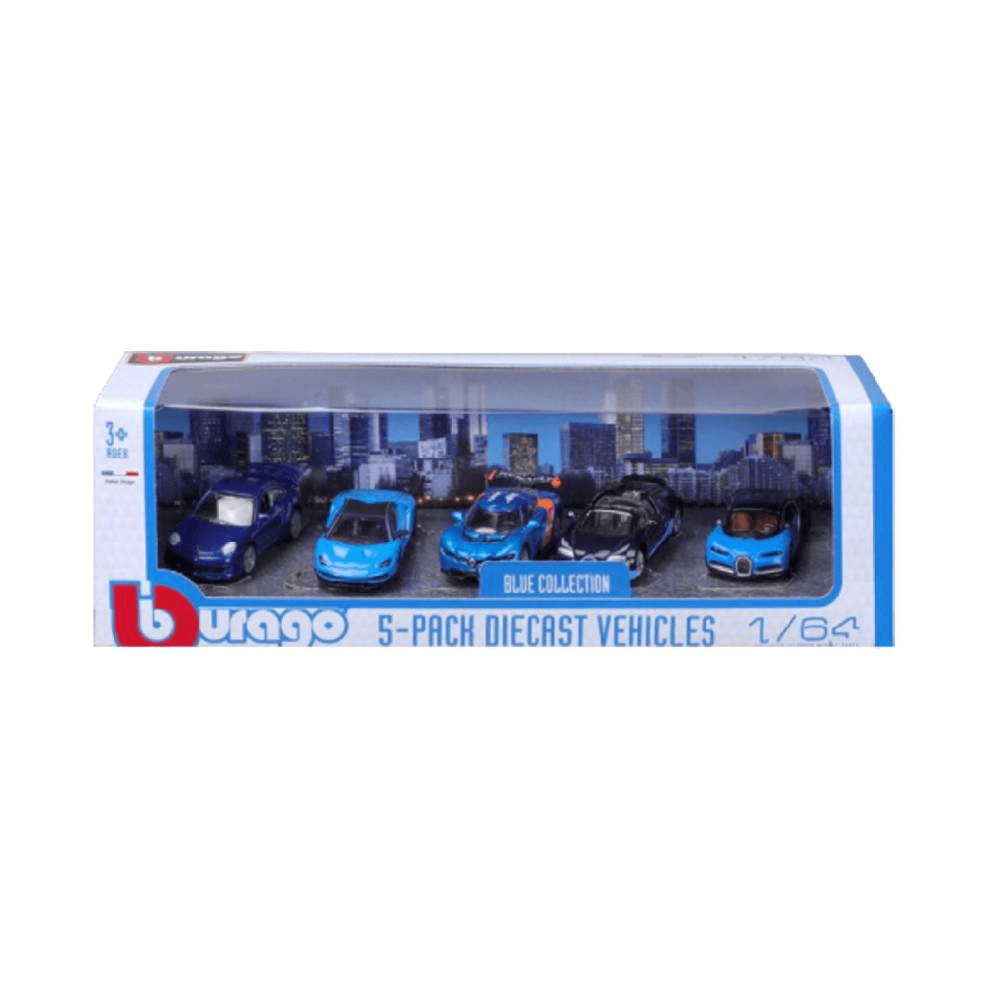 Bburago 1:64 Diecast Vehicles Pack 5Pcs - Blue  