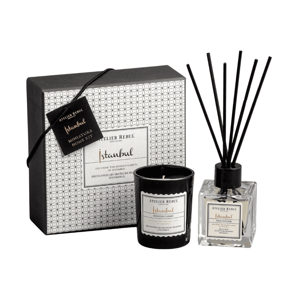 إسطنبول طقم شمعة معطرة ومعطر أعواد - ديكور منزلي مصغر
